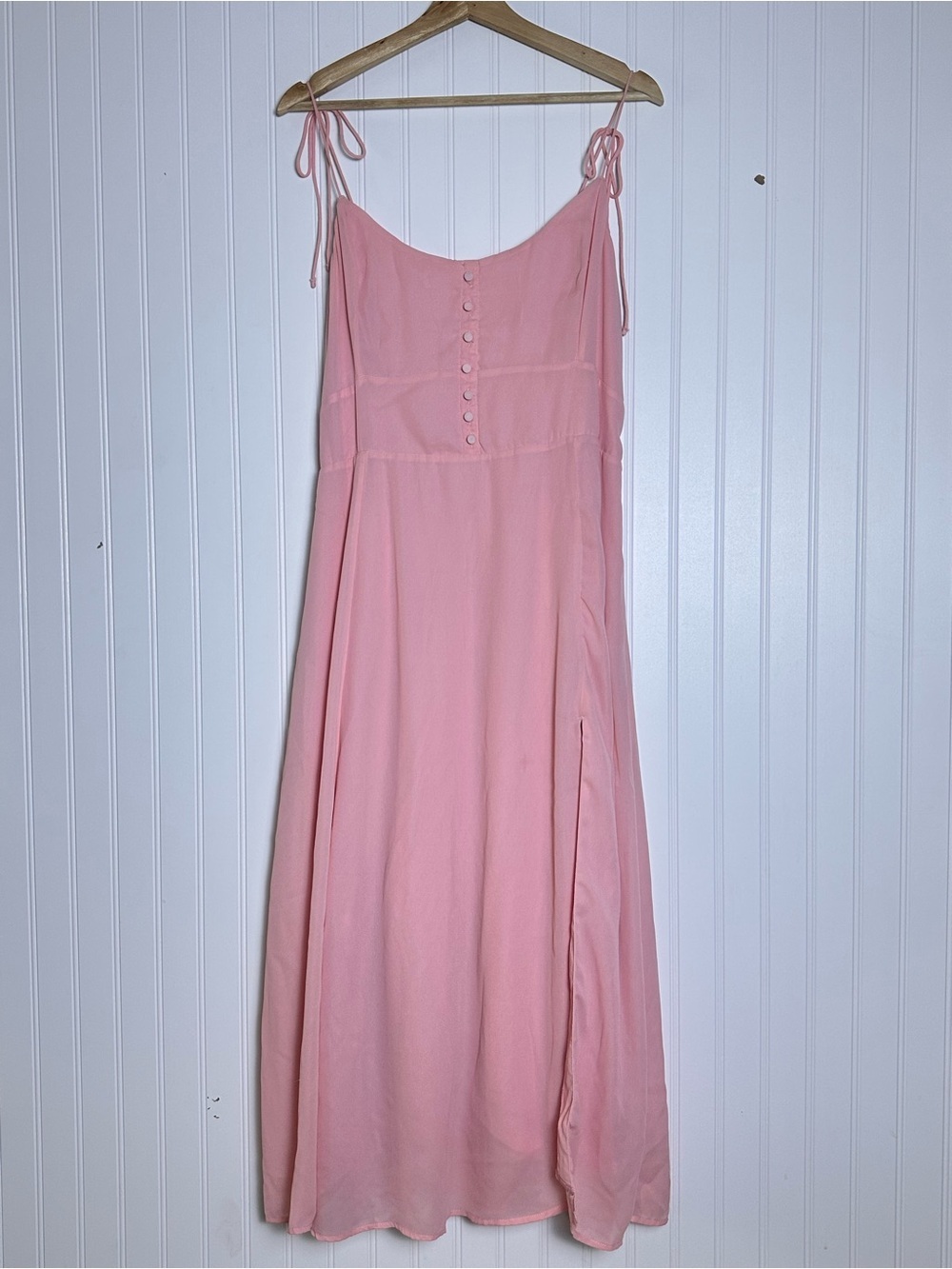 Abercrombie & Fitch Tie-Strap Corset Midi Dress Light Pink L Corset Split - Picture 4 of 14